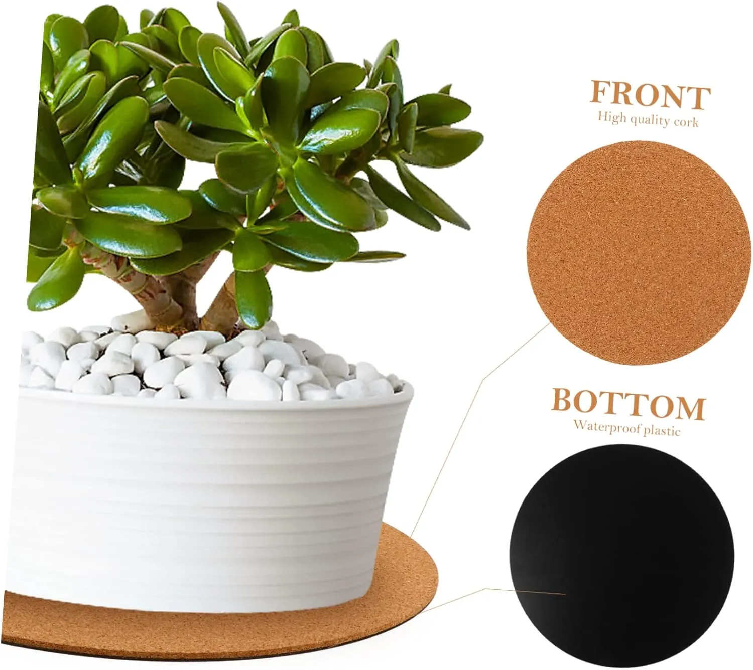 Cork Coaster Plant Saucers 5 Pack Garden Pad Cork Plant Plate Flowerpot Pad Easy Clean