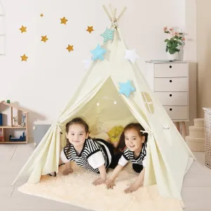 Costzon Teepee Tent for Kids, Foldable Play Tent with Unique Reinforcement Part, Side Pocket, Window, Children Indian Tent Playhouse for Indoor & Outdoor Playing, Gift for Boys & Girls