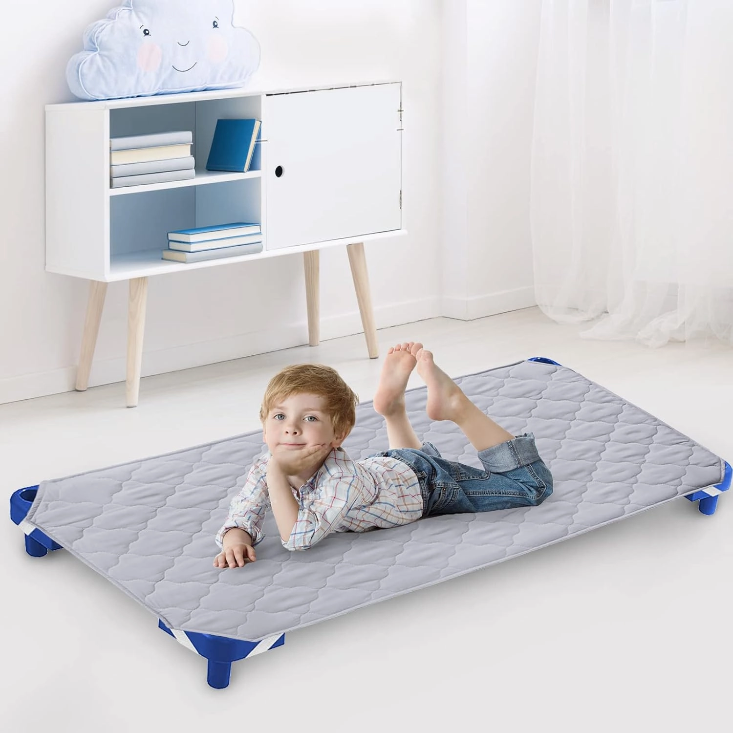 Cot Sheet for Standard Size Daycare/Pre-School Cot Kids Nap Mat Sheet 23" x 51", Children’s Naptime Cot Sheet, Breathable Nap Mat for Boys and Girls, Grey