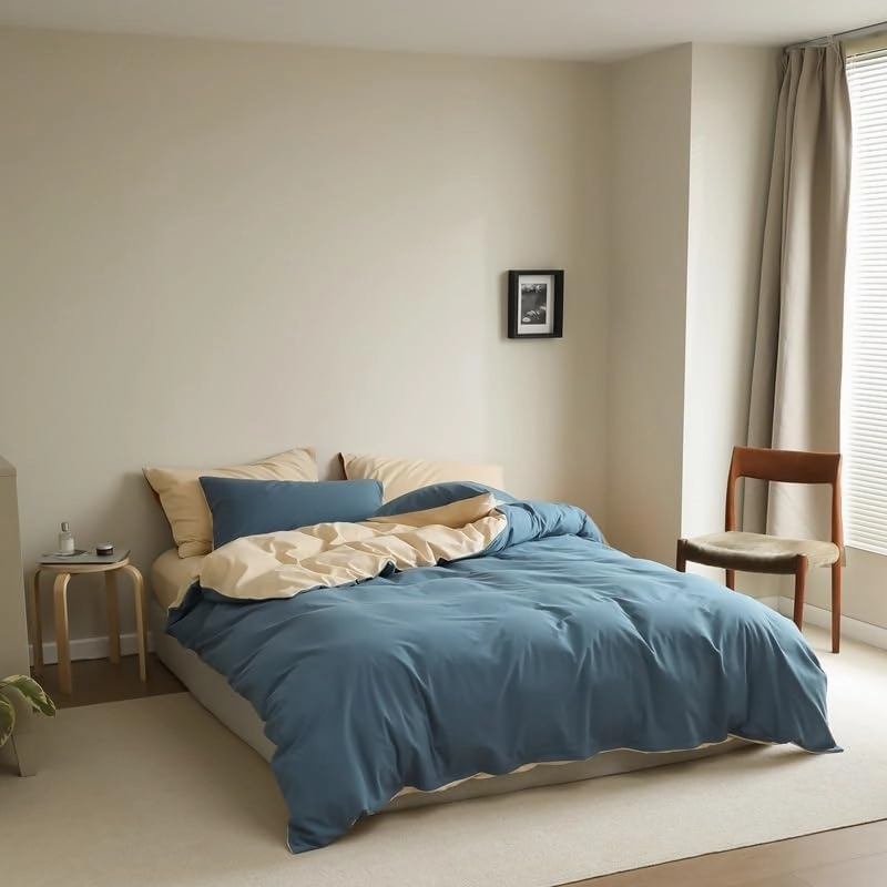 Cotton Chic Quilt Cover 3 Pieces Bedding Set 1 Duvet Cover 2 Pillowcases Solid Color Ultra Soft 3 Pieces Bedding Duvet Cover with Zipper Closure (Color : K, Size : King 220X230cm(86X90inch)) (B Twin