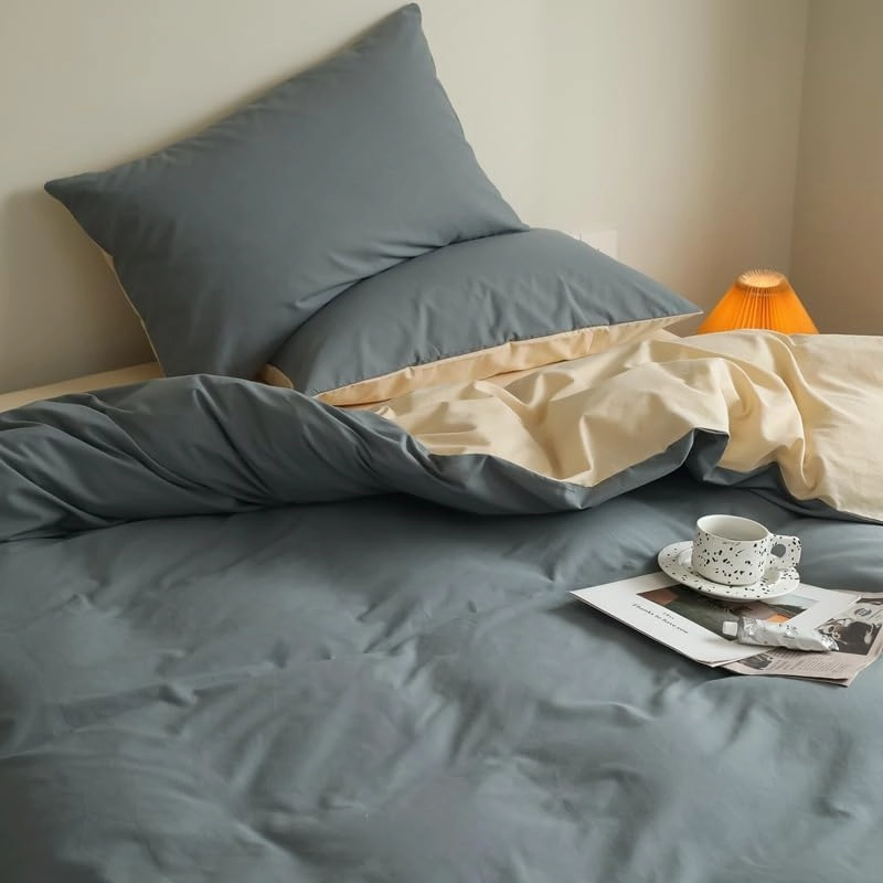 Cotton Chic Quilt Cover 3 Pieces Bedding Set 1 Duvet Cover 2 Pillowcases Solid Color Ultra Soft 3 Pieces Bedding Duvet Cover with Zipper Closure (Color : K, Size : King 220X230cm(86X90inch)) (B Twin