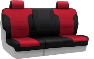 Coverking Custom Fit Rear 60/40 Bench Seat Cover for Select GMC Sierra 1500 Models - Neosupreme (Red with Black Sides)