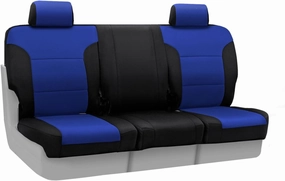 Coverking Custom Fit Front 40/20/40 Seat Cover for Select Ford F-250/350 Super Duty Models - Neoprene (Blue with Black Sides)