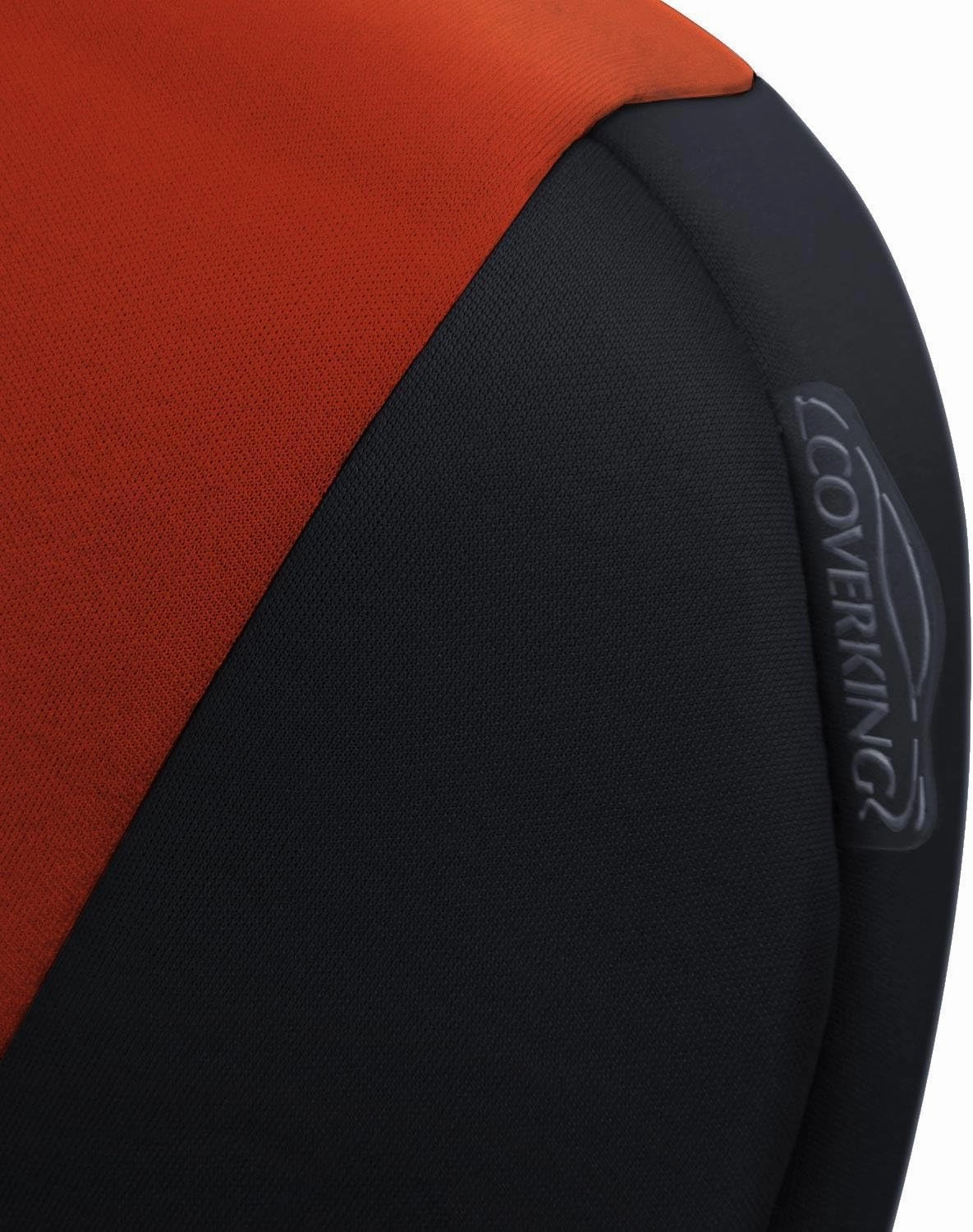 Coverking Custom Fit Front 40/20/40 Seat Cover for Select Ford F-250/350 Super Duty Models - Neoprene (Inferno Orange with Black Sides)