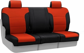 Coverking Custom Fit Front 40/20/40 Seat Cover for Select Ford F-250/350 Super Duty Models - Neoprene (Inferno Orange with Black Sides)