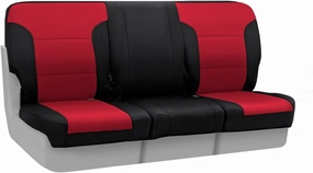 Coverking Custom Fit Front 40/20/40 Seat Cover for Select GMC Sierra 1500/2500 Models - Neosupreme (Red with Black Sides)