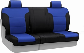 Coverking Custom Fit Rear 60/40 Bench Seat Cover for Select GMC Sierra 1500 Models - Neosupreme (Blue with Black Sides)