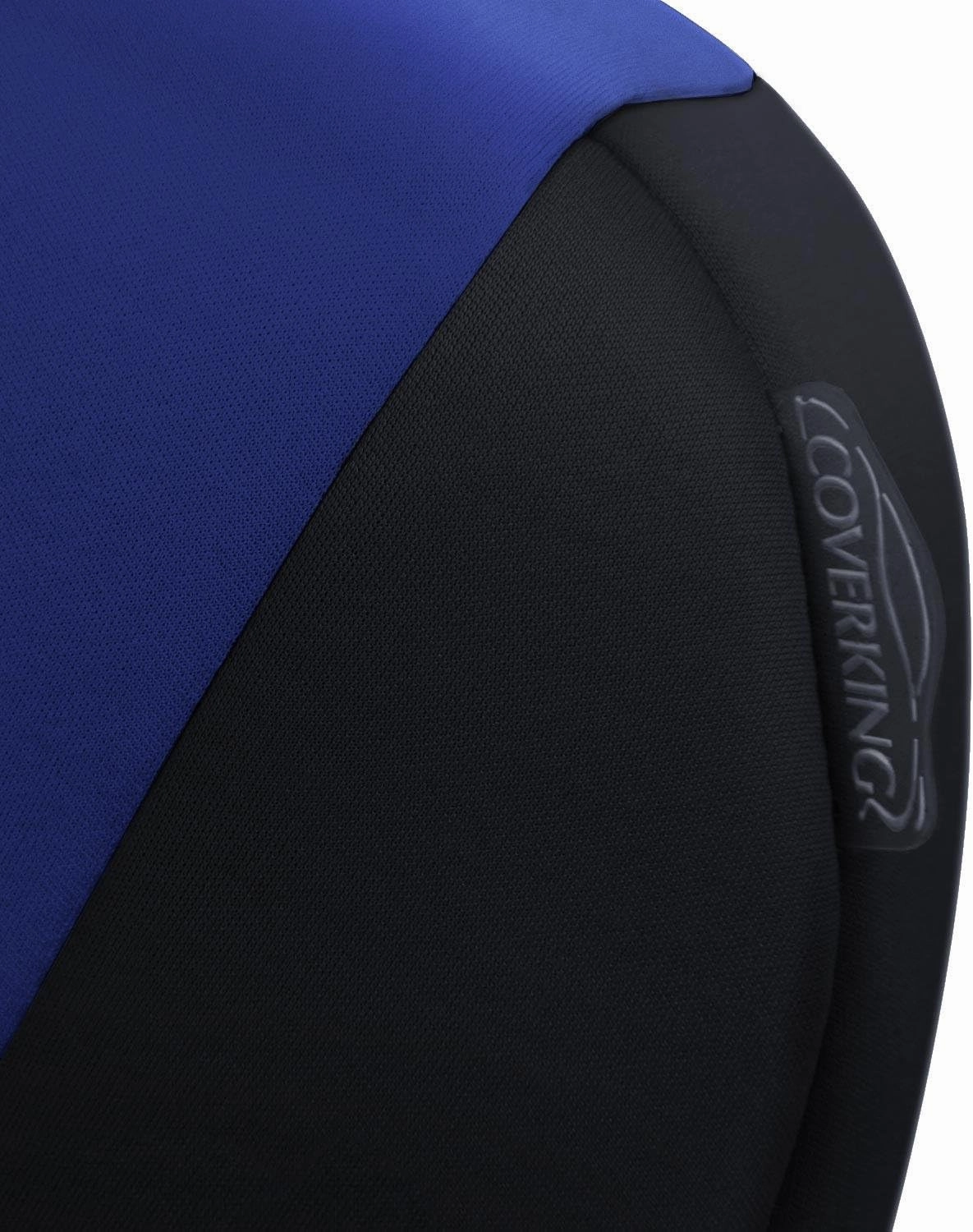 Coverking Custom Fit Rear 60/40 Bench Seat Cover for Select GMC Sierra 1500 Models - Neosupreme (Blue with Black Sides)