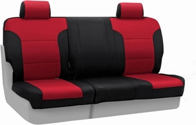 Coverking Custom Fit Rear 60/40 Bench Seat Cover for Select GMC Sierra 1500 Models - Neosupreme (Red with Black Sides)