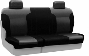 Coverking Custom Fit Rear Bench Seat Cover for Select Ford Models - Premium Leatherette 2-Tone (Charcoal Gray with Black Sides)