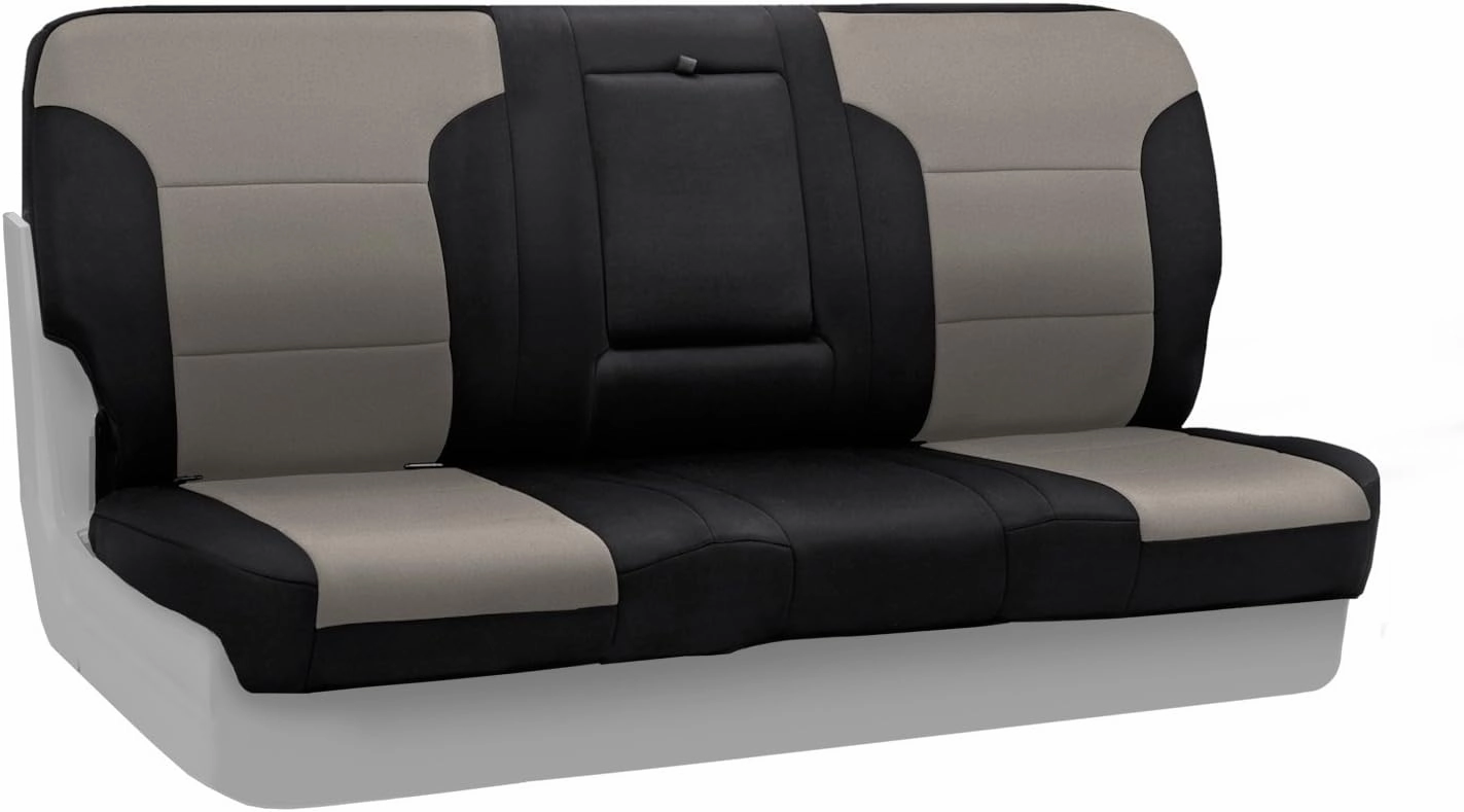 Coverking Custom Fit Rear Solid Bench Seat Cover for Select Ford F-250/350 Super Duty Models - Neosupreme (Charcoal with Black Sides)