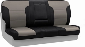 Coverking Custom Fit Rear Solid Bench Seat Cover for Select Ford F-250/350 Super Duty Models - Neosupreme (Charcoal with Black Sides)