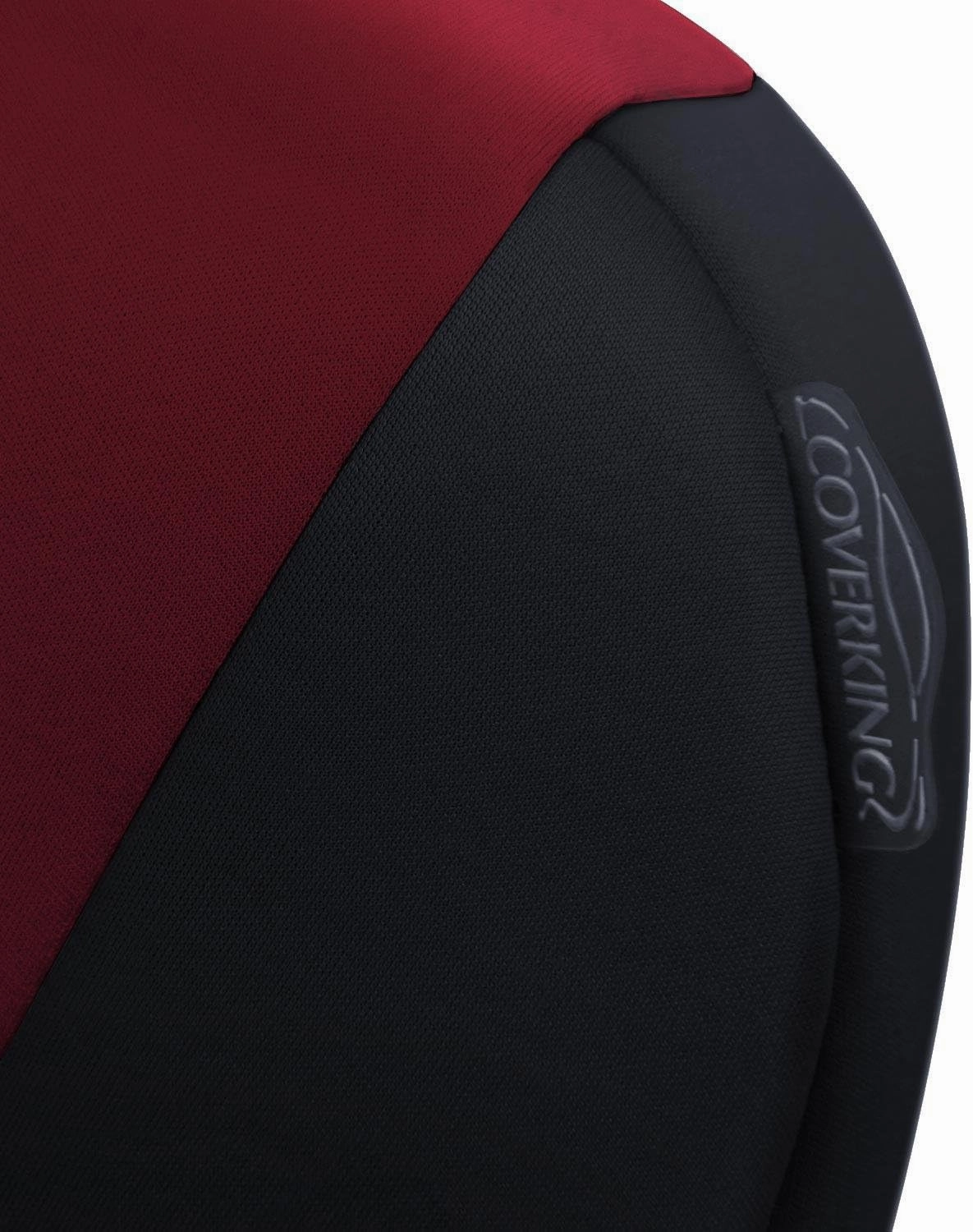 Coverking Custom Fit Rear Solid Bench Seat Cover for Select Ford F-250/350 Super Duty Models - Neosupreme (Red with Black Sides)
