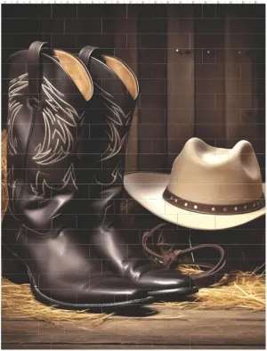 Cowboy Black Hat Western Boots Building Block Puzzle Personalized Building Bricks for Adults Block Puzzle Building DIY Brick Block Puzzles Valentine's Day Gifts for Home Decor Brick Puzzle