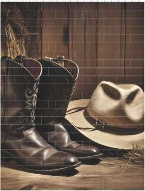 Cowboy Black Hat Western Boots Building Block Puzzle Personalized Building Bricks for Adults Block Puzzle Building DIY Brick Block Puzzles Valentine's Day Gifts for Home Decor Brick Puzzle