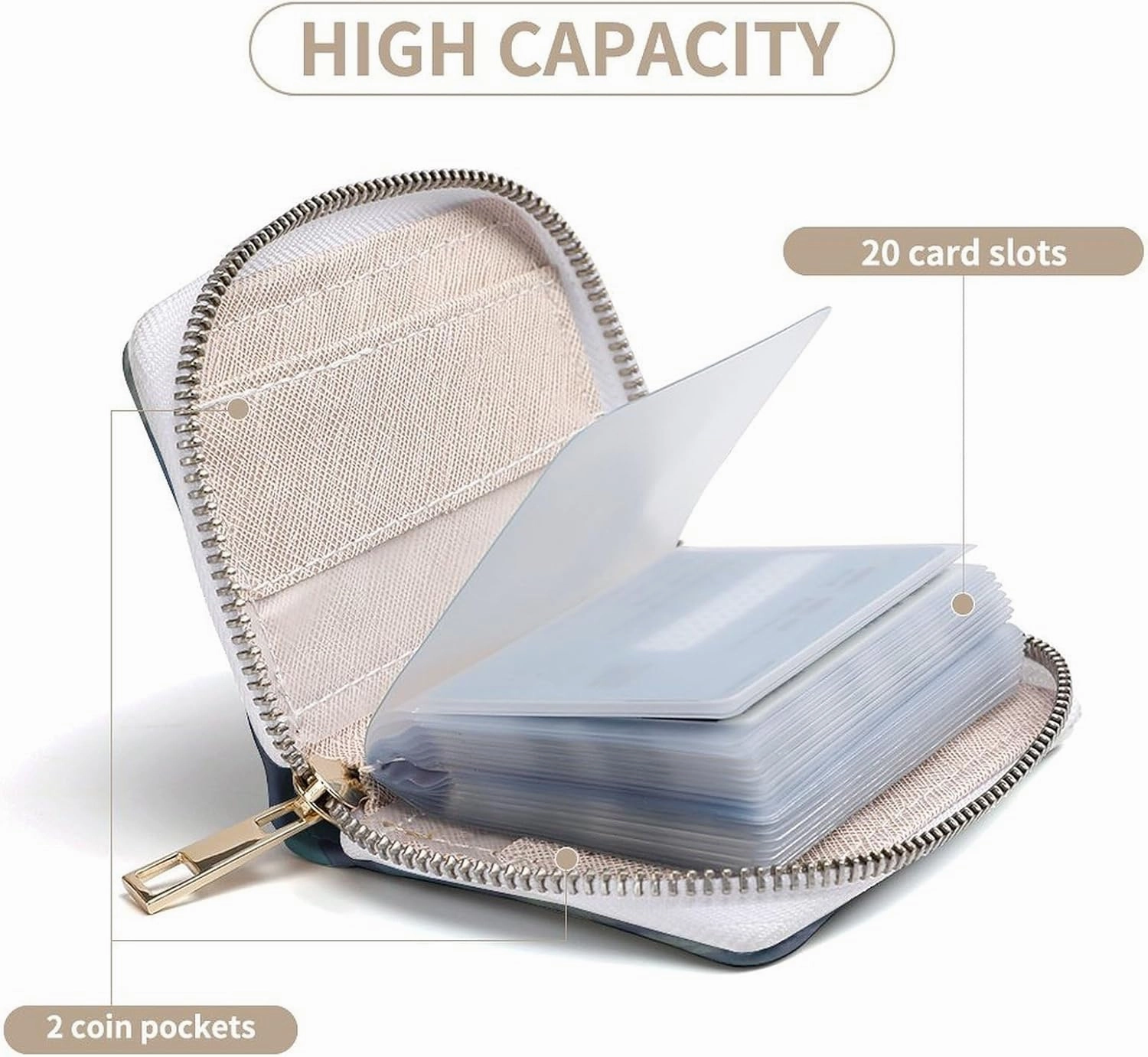 Credit Card Wallet,Cute Sea Animal Manatee Card Cases Holder Credit Card Holder Wallet with Card Slots Coin Cash Zipper Purse Case Wallet
