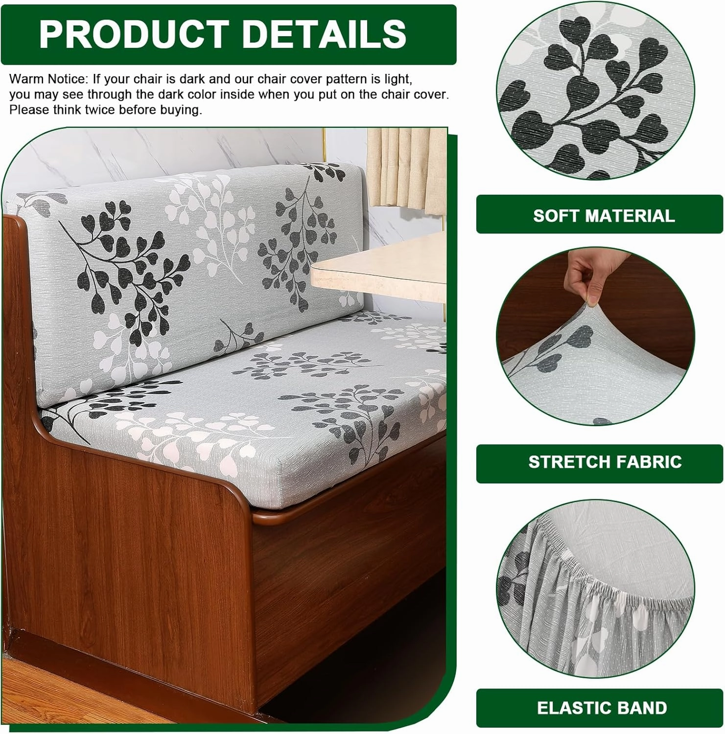 CRFATOP 2 Sets RV Dinette Cushion Covers Printed Camper Cushion Slipcover Stretch 2 Seat Sofa Chair Cover Furniture Protector for RV Camper Car Bench 2 Backrest Covers & 2 Bench Covers,07