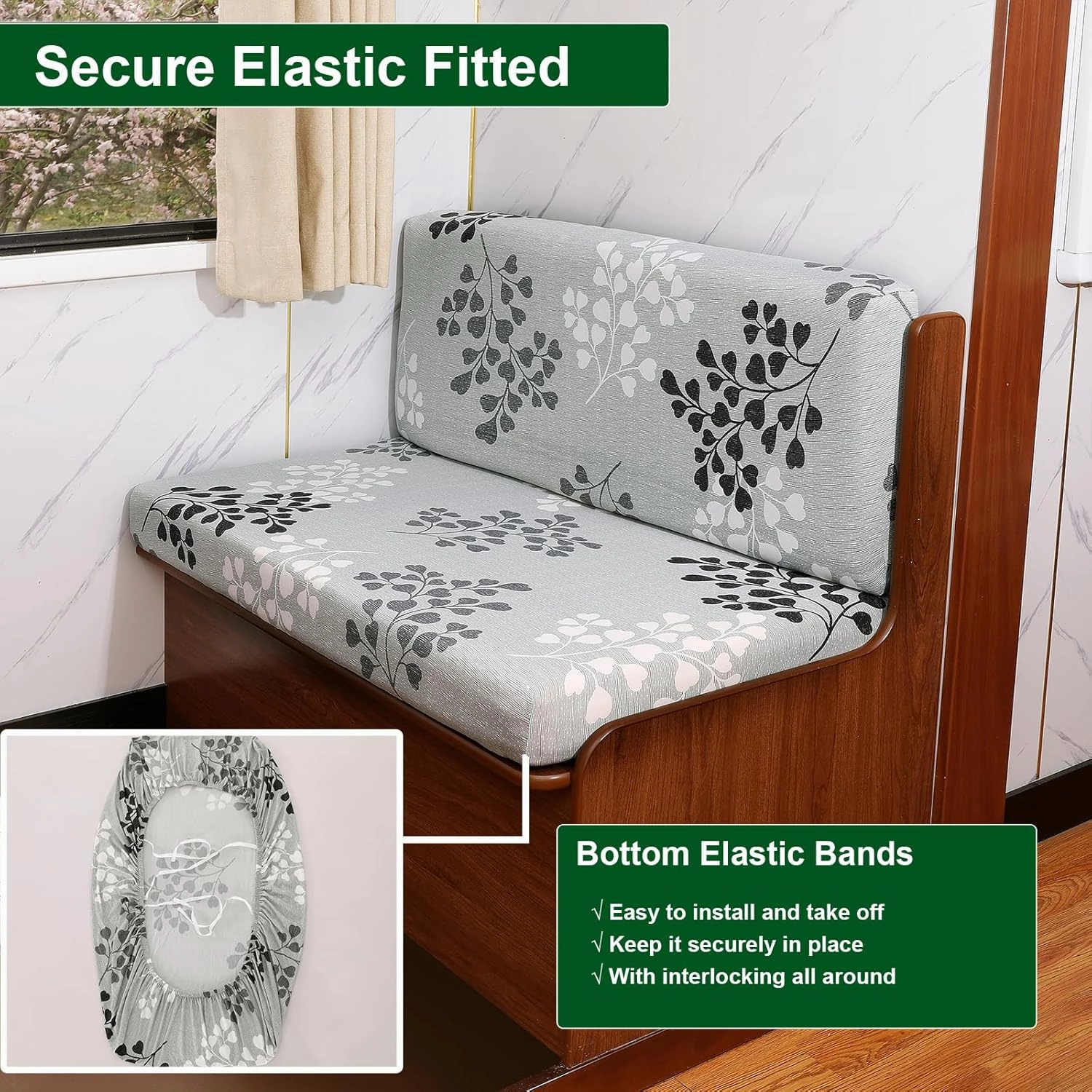 CRFATOP 2 Sets RV Dinette Cushion Covers Printed Camper Cushion Slipcover Stretch 2 Seat Sofa Chair Cover Furniture Protector for RV Camper Car Bench 2 Backrest Covers & 2 Bench Covers,07