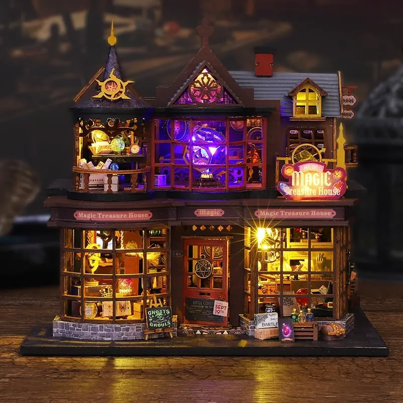 CRIOLPO DIY Miniature Dollhouse Kit with Furniture, 3D Wooden Craft Model, Mini Doll House Building Kit, Creative Room Design for Adults,for Home Decor, Fun and Engaging Activity - Magic Vault