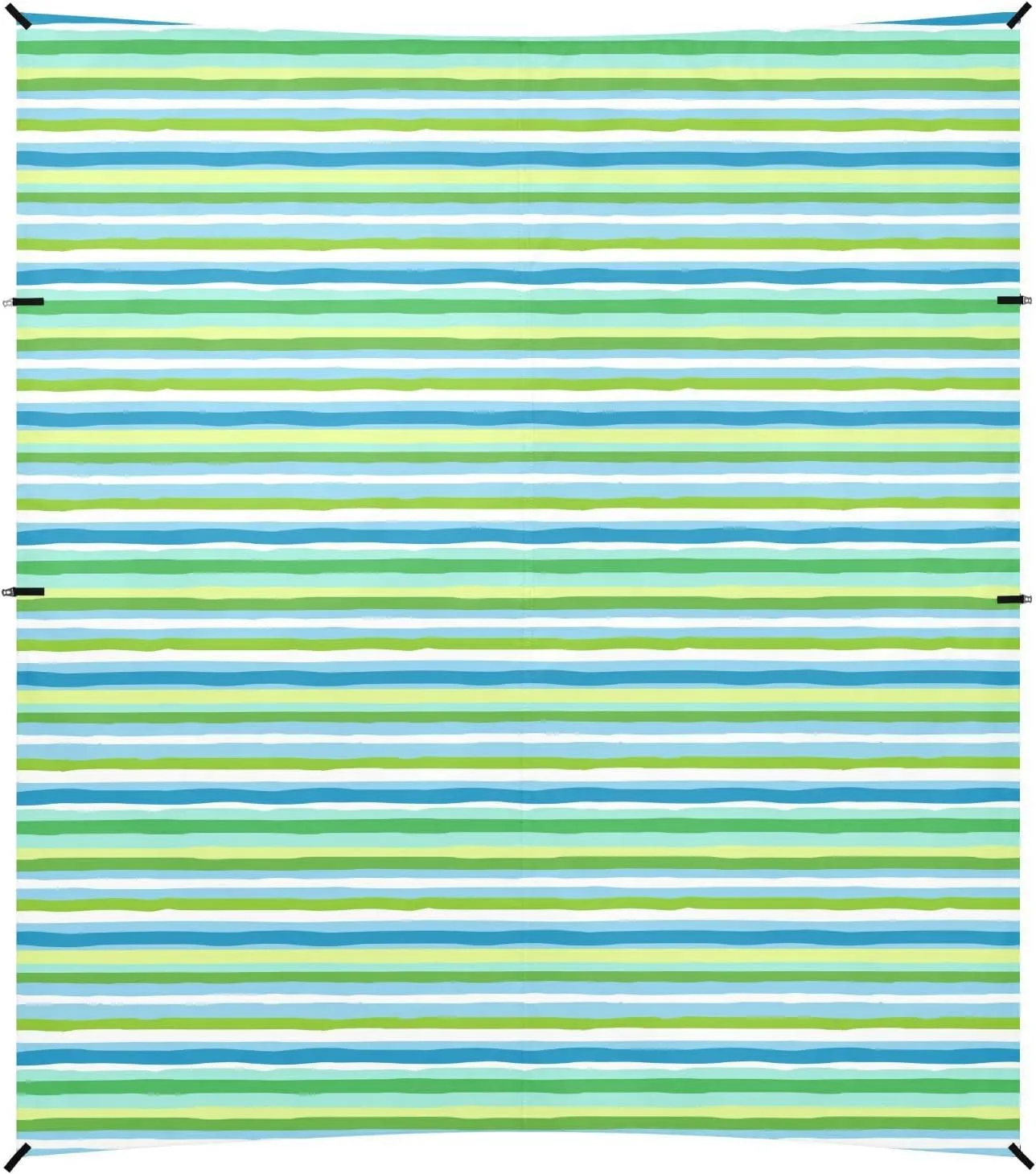 Crisp Bright Green Blue Stripe Beach Tent UPF50 Easy Setup Shade Sun Shelter Includes Sand Shovel, Sandbags, Stability Poles for Camping, Picnics, Backyard