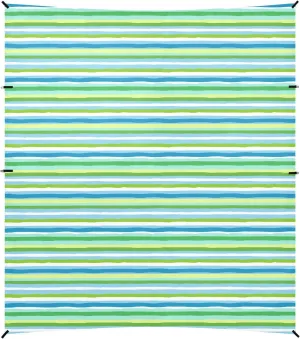 Crisp Bright Green Blue Stripe Beach Tent UPF50 Easy Setup Shade Sun Shelter Includes Sand Shovel, Sandbags, Stability Poles for Camping, Picnics, Backyard
