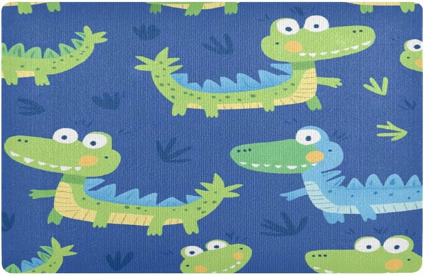 Crocodiles Eyes Blue Waterproof All-Season Front Door Mat with Heavy Duty Non-Slip Low Profile Easy Clean Welcome Mat for Indoor Entryway High Traffic Areas Outdoor