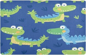 Crocodiles Eyes Blue Waterproof All-Season Front Door Mat with Heavy Duty Non-Slip Low Profile Easy Clean Welcome Mat for Indoor Entryway High Traffic Areas Outdoor
