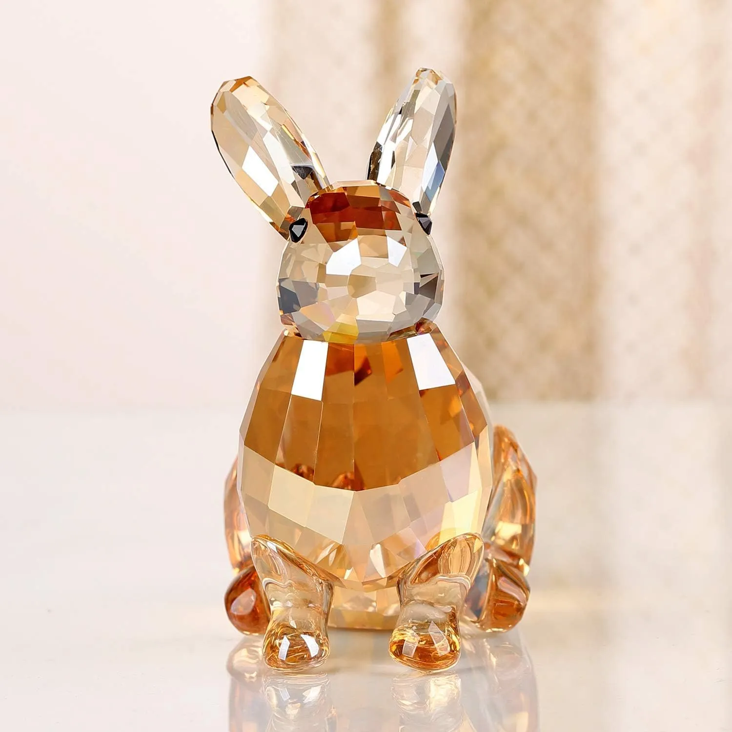 Crystal Bunny Rabbit Animal Collectible Cute Figurine Birthday Gifts Home Decor (Gold)