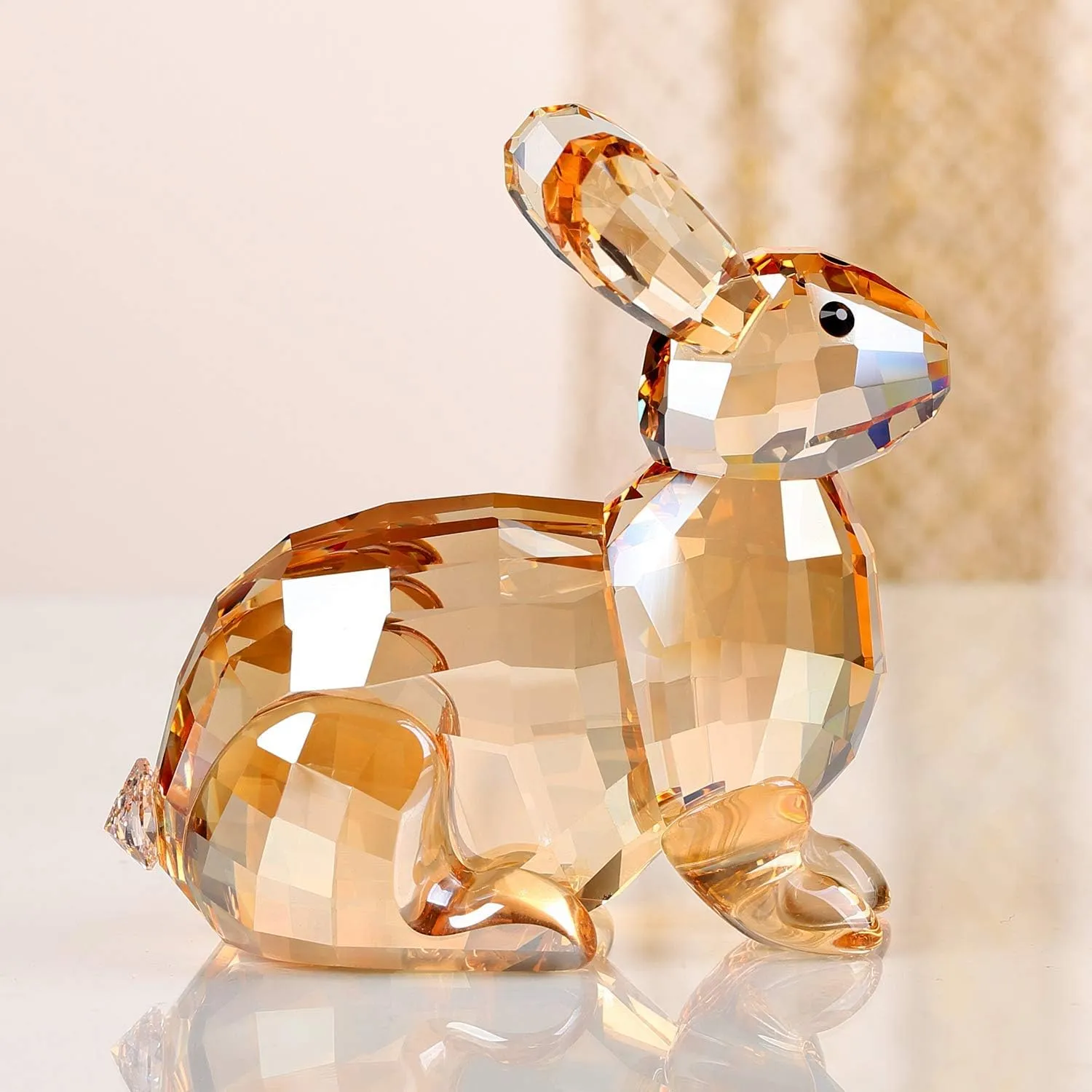 Crystal Bunny Rabbit Animal Collectible Cute Figurine Birthday Gifts Home Decor (Gold)