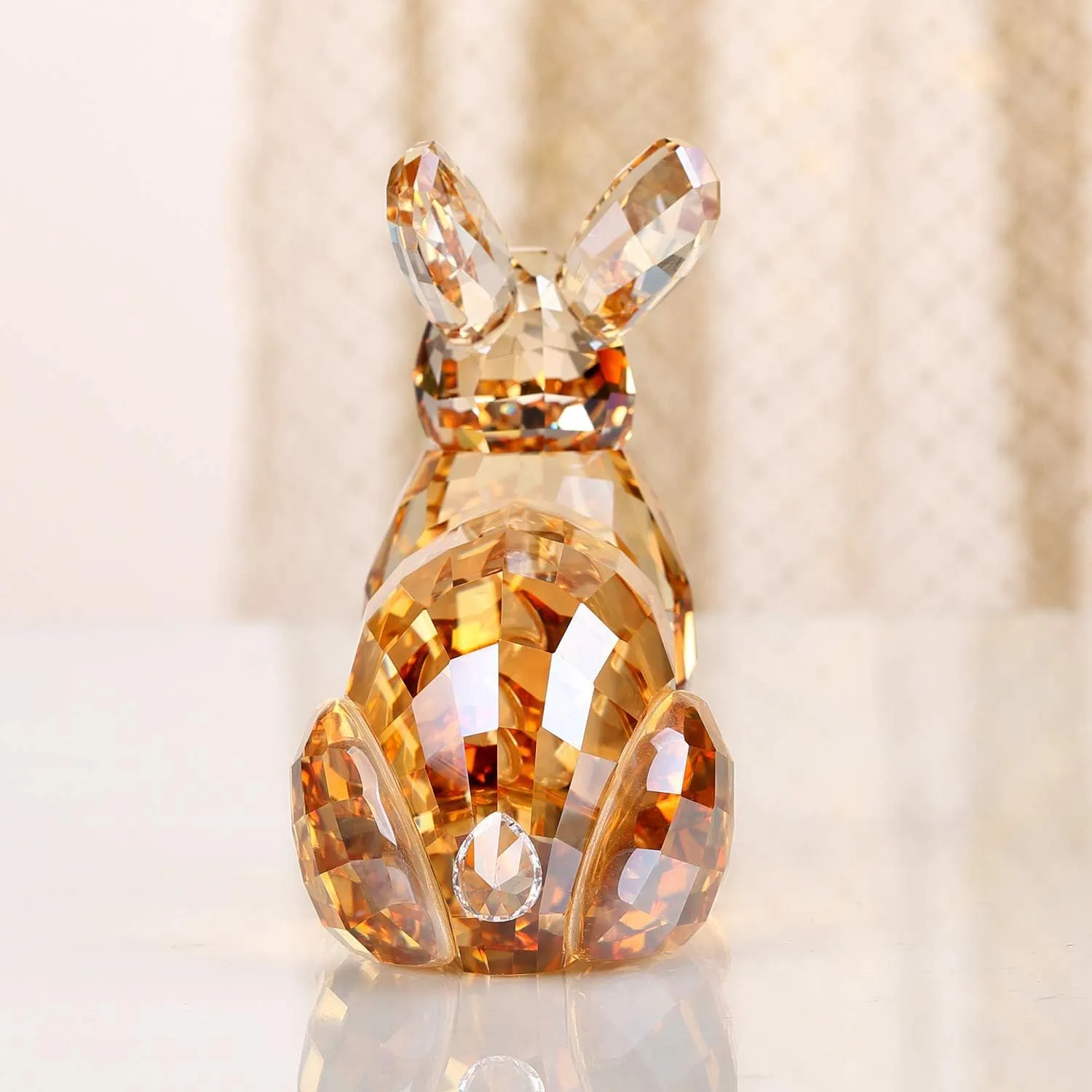 Crystal Bunny Rabbit Animal Collectible Cute Figurine Birthday Gifts Home Decor (Gold)