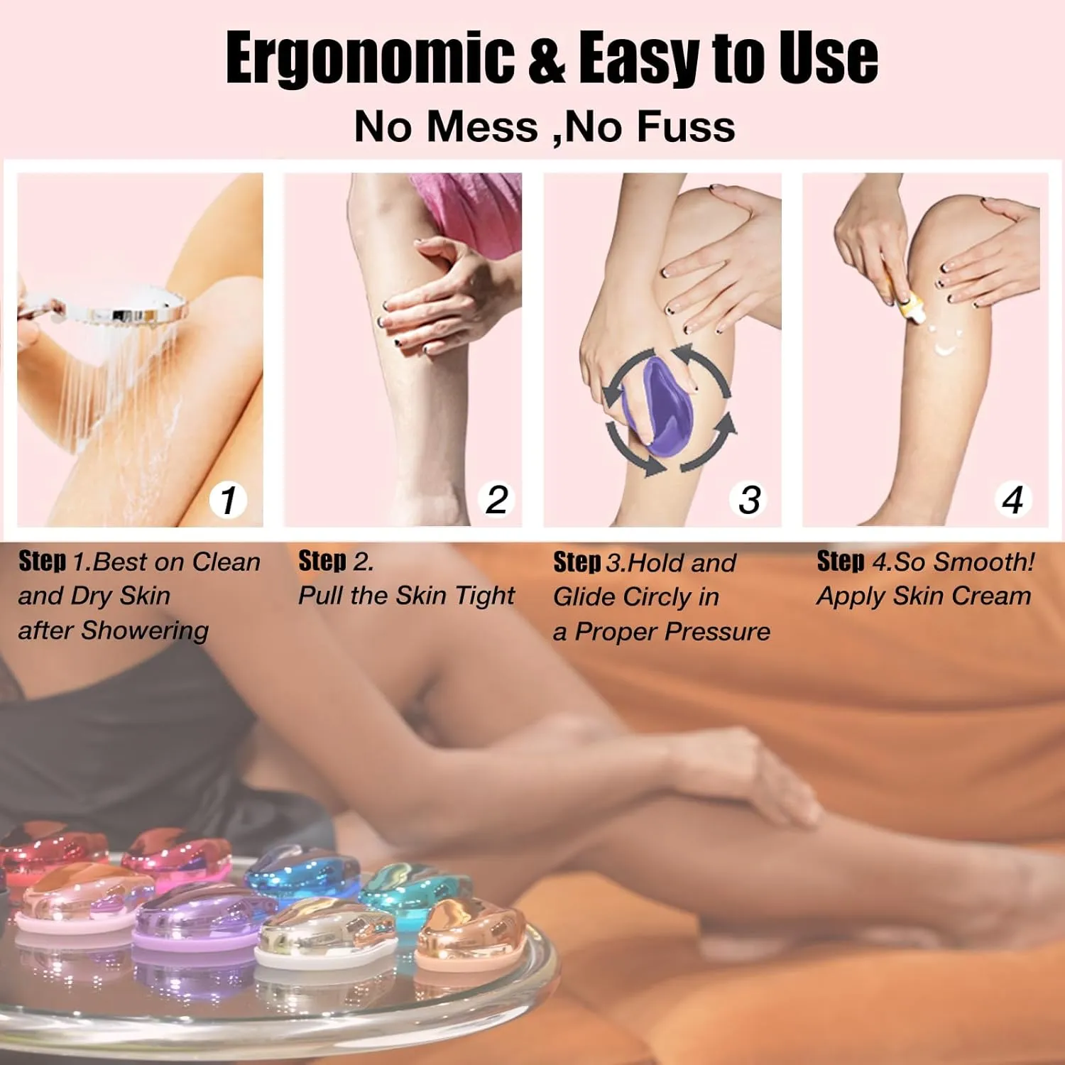 Crystal Hair Eraser,Upgrade Crystal Hair Remover,Physical Nano Glass Hair Removal Device,Painless Epilator and Exfoliator Without Shaver for Quick Soft Silky Skin(Violet)