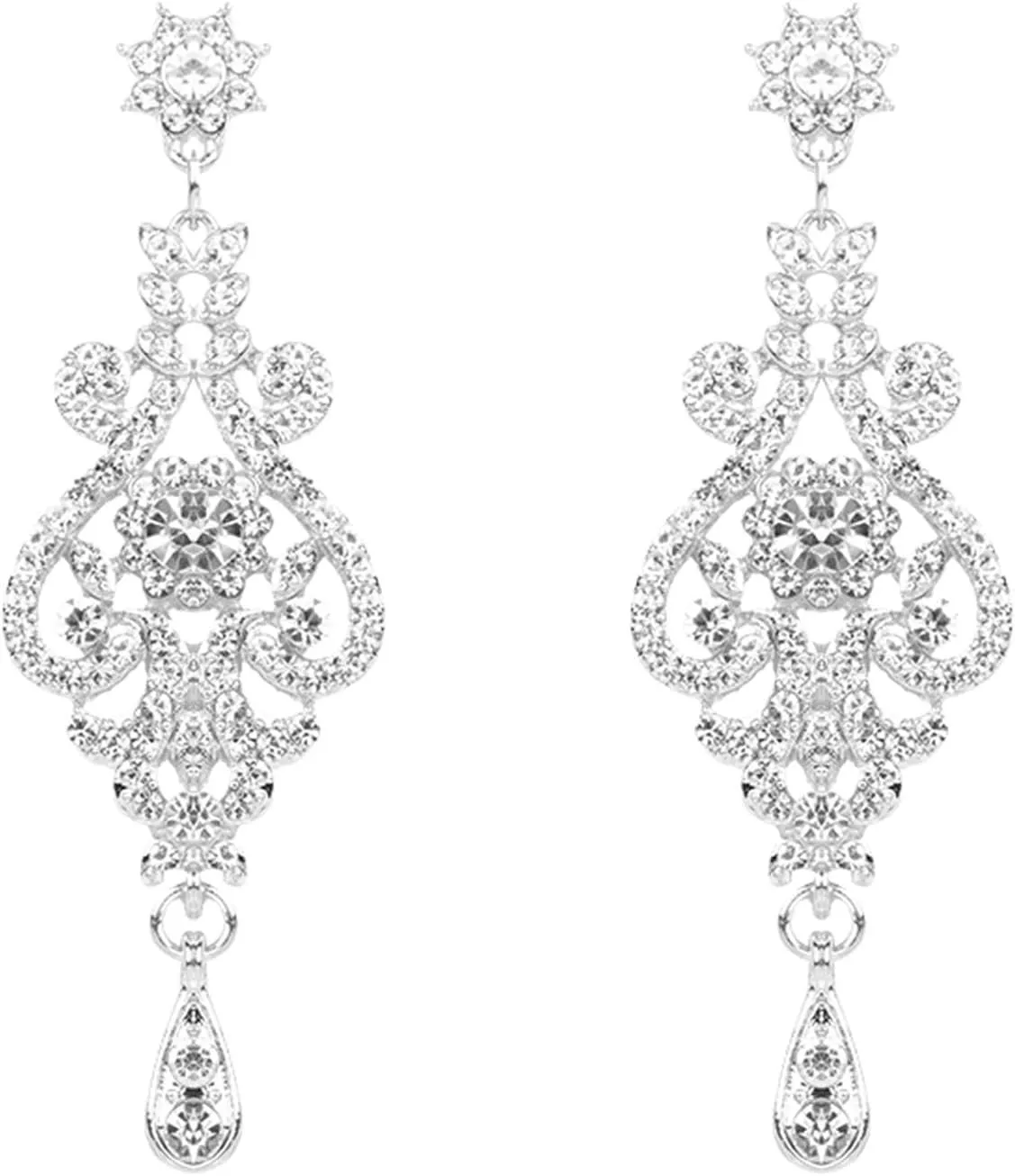 Crystal Wedding Jewelry Set Necklace Earring Set For Women and Brides Rose Gold and Silver Bridal Statement Jewelry sets