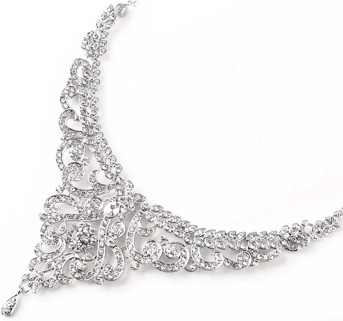 Crystal Wedding Jewelry Set Necklace Earring Set For Women and Brides Rose Gold and Silver Bridal Statement Jewelry sets