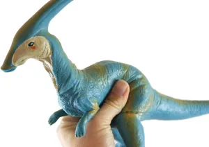 Curious Minds Busy Bags 1 Large Soft-Feel Dinosaur Toy - 12" Long Safe, Flexible, Soft, Big Parasaurolophus Dinosaur Figurine - No Sharp Edges - Lightweight - Dinosaur Lover Gift