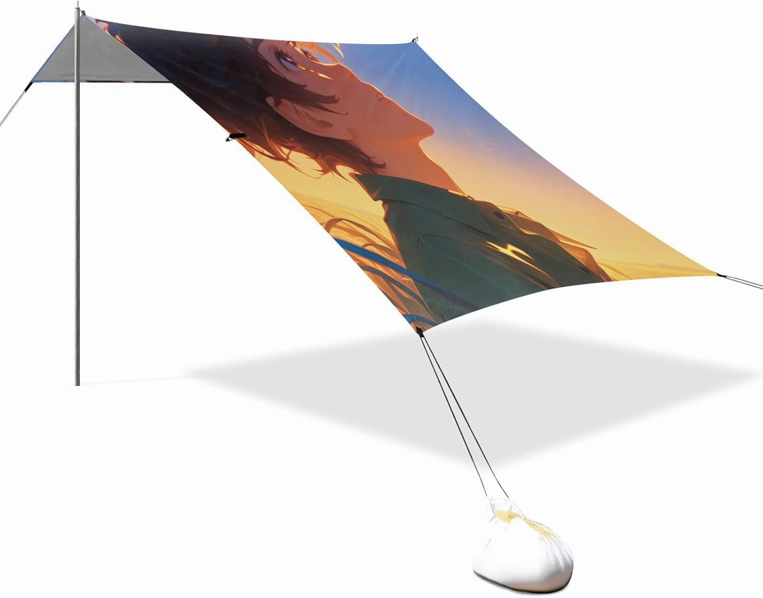 Curious Boy Beach Tent & Canopy UPF50  Easy Setup Sun Shelter with Sturdy Poles, Sandbags and Shovel for Camping Trips, Fishing, Backyard Fun or Picnics