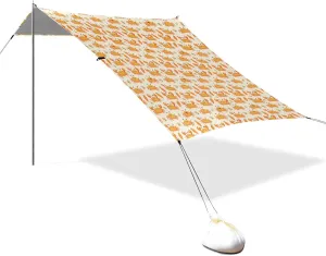 Cute Carrot Orange Crabs Foldable Beach Cabana UPF50  Water-Resistant Large Sun Shelter with Sandbags, Sand Shovel, Poles for Camping, Picnics, Backyard & Fishing