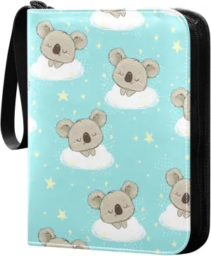 Cute Koala Card Binder with Double Sided PU Leather Holder Albums Book with 400 Pockets for Collectible Trading Card Games Card