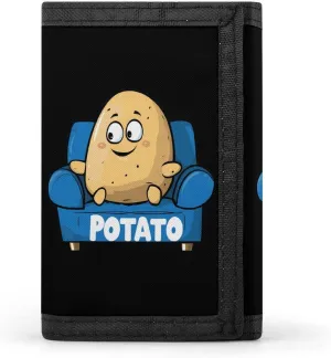 Cute Potato Trifold Wallet Slim Purse Card Holder with Zip for Men Women Gifts