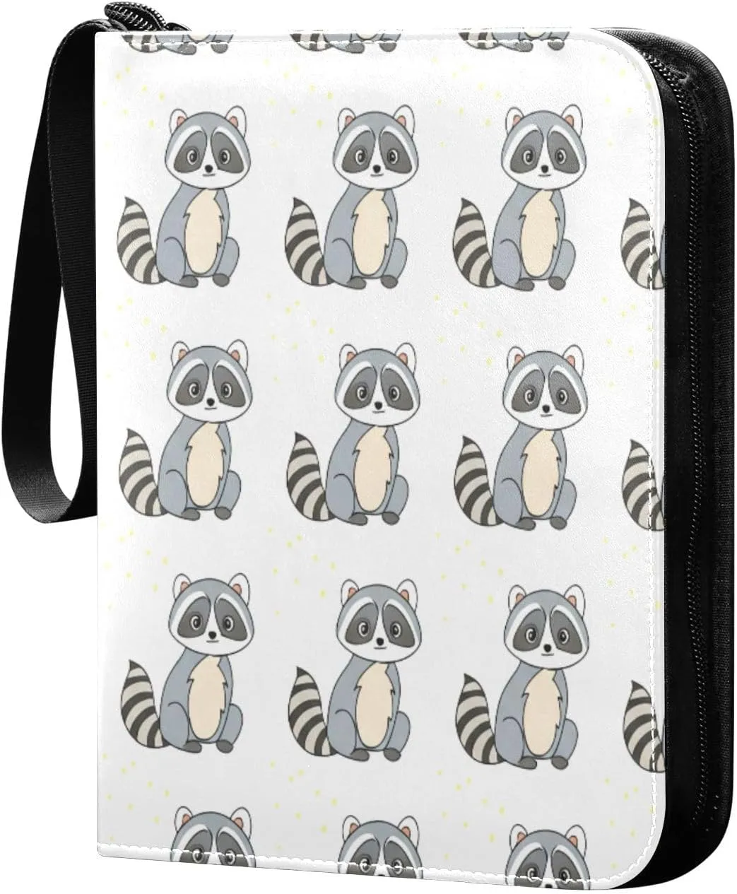 Cute Raccoons Card Binder 4 Pockets, 400 Pockets Trading Card Binder Removable Card Albums Card Holder for Games, Sports, Football, Baseball Cards