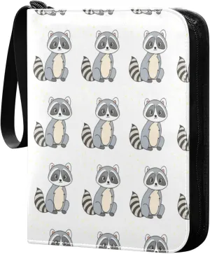 Cute Raccoons Card Binder 4 Pockets, 400 Pockets Trading Card Binder Removable Card Albums Card Holder for Games, Sports, Football, Baseball Cards