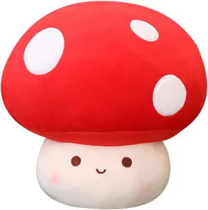 Cute Red Mushroom Plush Pillow, Soft Mushroom Plushie, Hugging Plush Gift for Girls, Kids, Home Decor, Christmas, Birthday