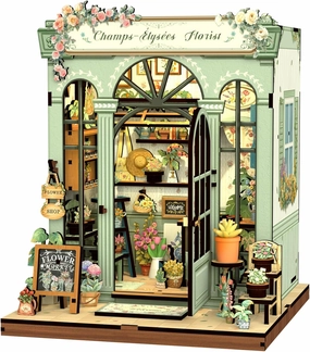CUTEBEE Book Nook Kit - DIY Miniature House Dollhouse Kit for Adults and Teens, Booknook Tiny House Bookshelf 3D Wooden Puzzle, Gifts for Family (Champs-Élysées Florist)