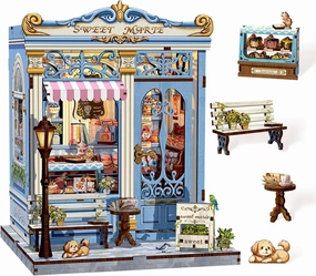 Cutefun Book Nook Kit - DIY Miniature House Kit for Adults and Teens, 3D Wooden Puzzle Mini House Building Kit with LED, Dollhouse Kit Bookshelf Insert Decor Creative Gifts (Sweet Marie)