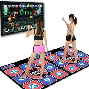 Dance Mat for Adults & Kids, 1 or 2-Player Multi-Function Classic Electronic Musical Wired Double Dance Pads for TV & PC, Electronic Exercise Dancing Mat for Family Games, Xmas Birthday Gifts Ideas