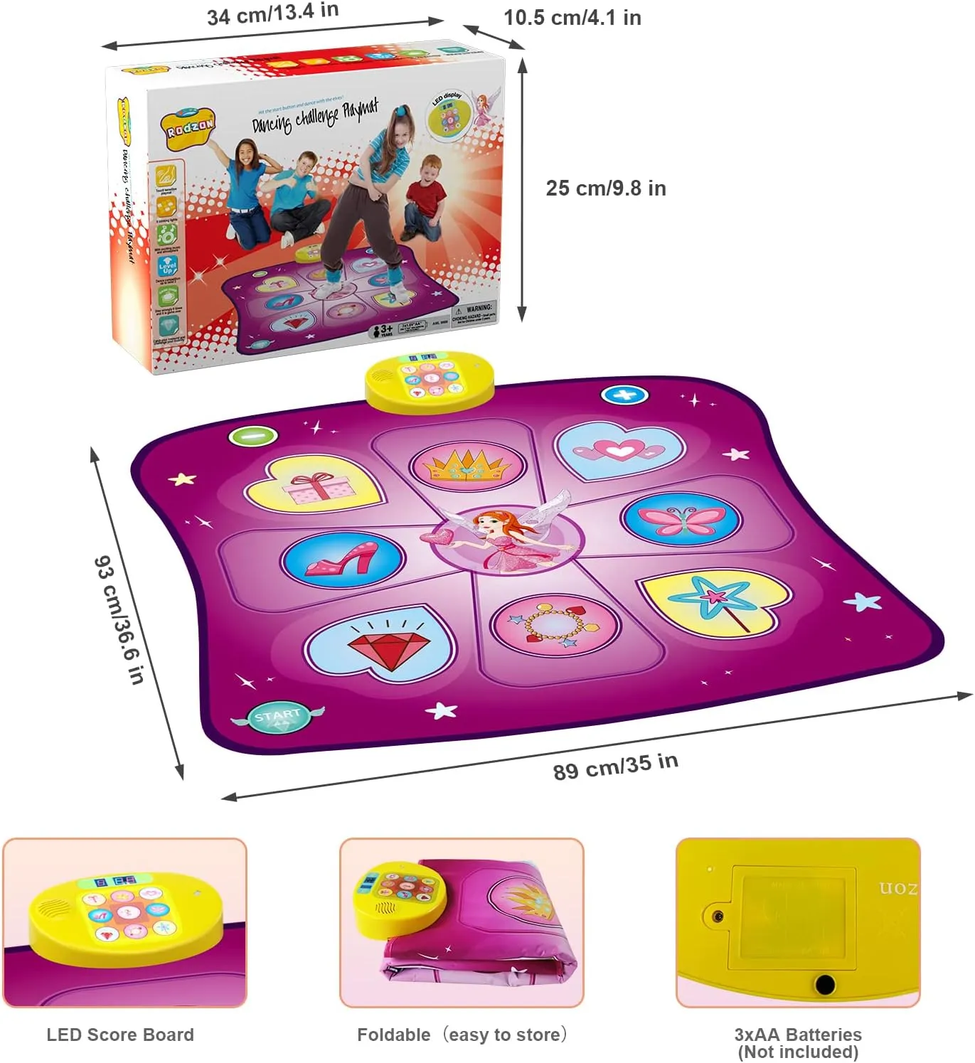 Dance Mat Gift for 3-12 Year Old Girls Boys Electronic Dance Pad Game Toy for Kids Age 4 5 6 7 8 9 10 , Create Songs, Built-in Music, 3 Game Modes, 5 Challenge Levels Christmas Birthday Gift (Purple)