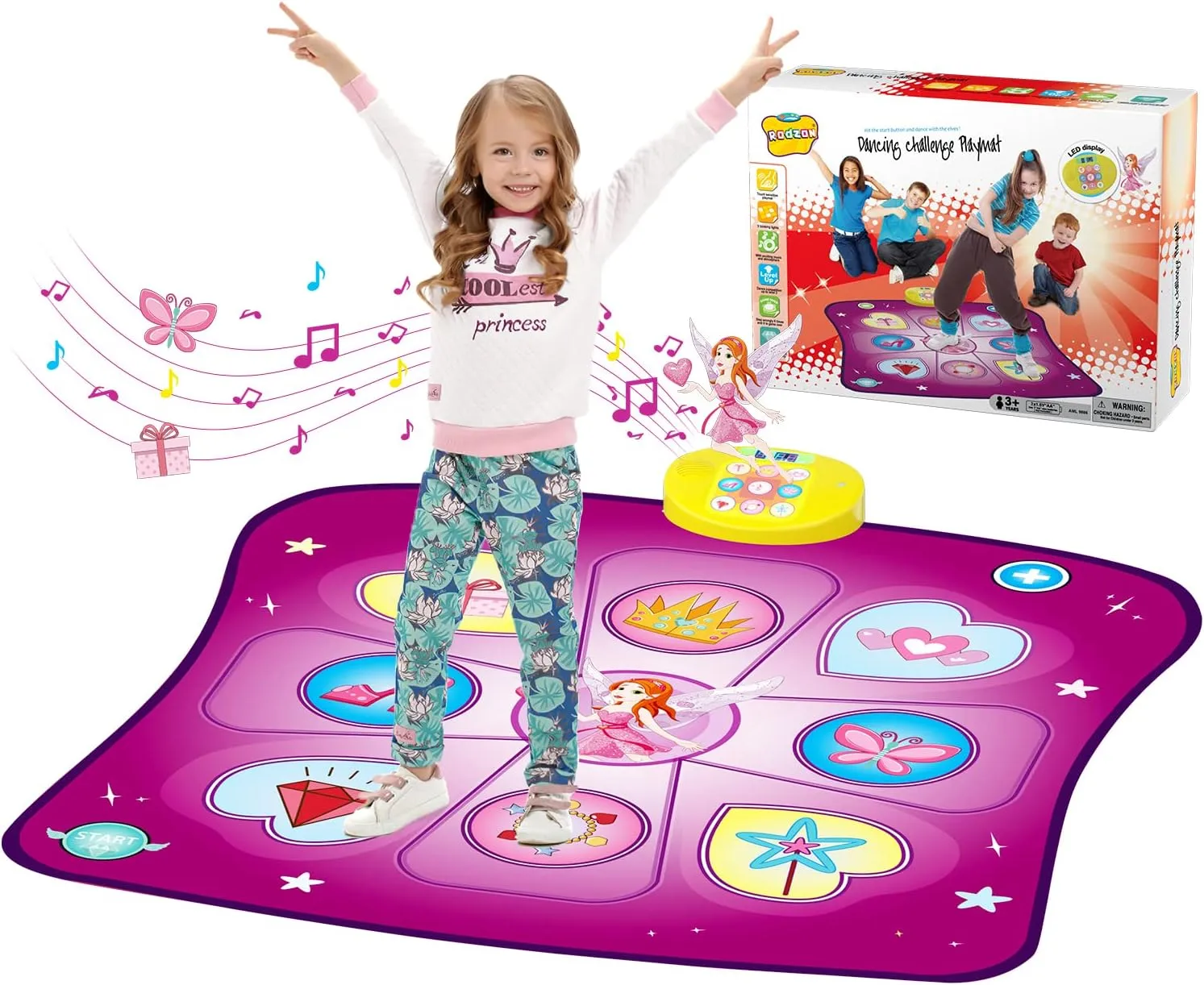 Dance Mat Gift for 3-12 Year Old Girls Boys Electronic Dance Pad Game Toy for Kids Age 4 5 6 7 8 9 10 , Create Songs, Built-in Music, 3 Game Modes, 5 Challenge Levels Christmas Birthday Gift (Purple)