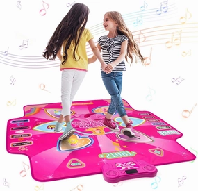 Dance Mat for Kids 4-8 Ages, 6 Light-up Buttons Bluetooth Dance Mat Girls Toys for 8-10, 7 Game Modes Birthday for Teen Girls Dancing Play Mat (pink1)