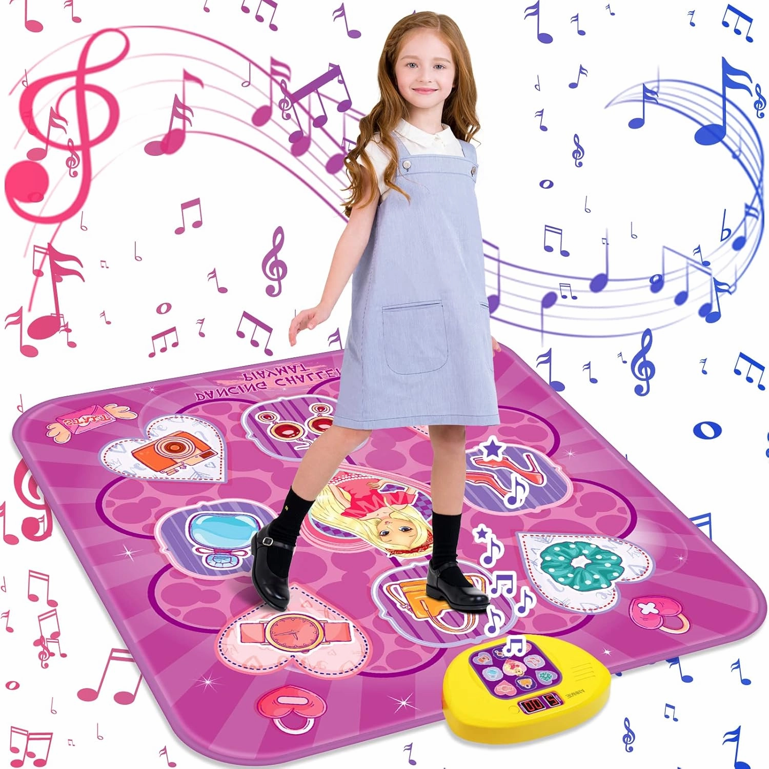 Dance Mat,Toys for 3 4 5 6 7  Year Old Girls,Dance Mat for Kids,Electronic Music Dance Pad Toy with LED Lights,5 Game Modes Princess Dancing Mat,Birthday Xmas Gifts for Age 3-8 Year Old Girls