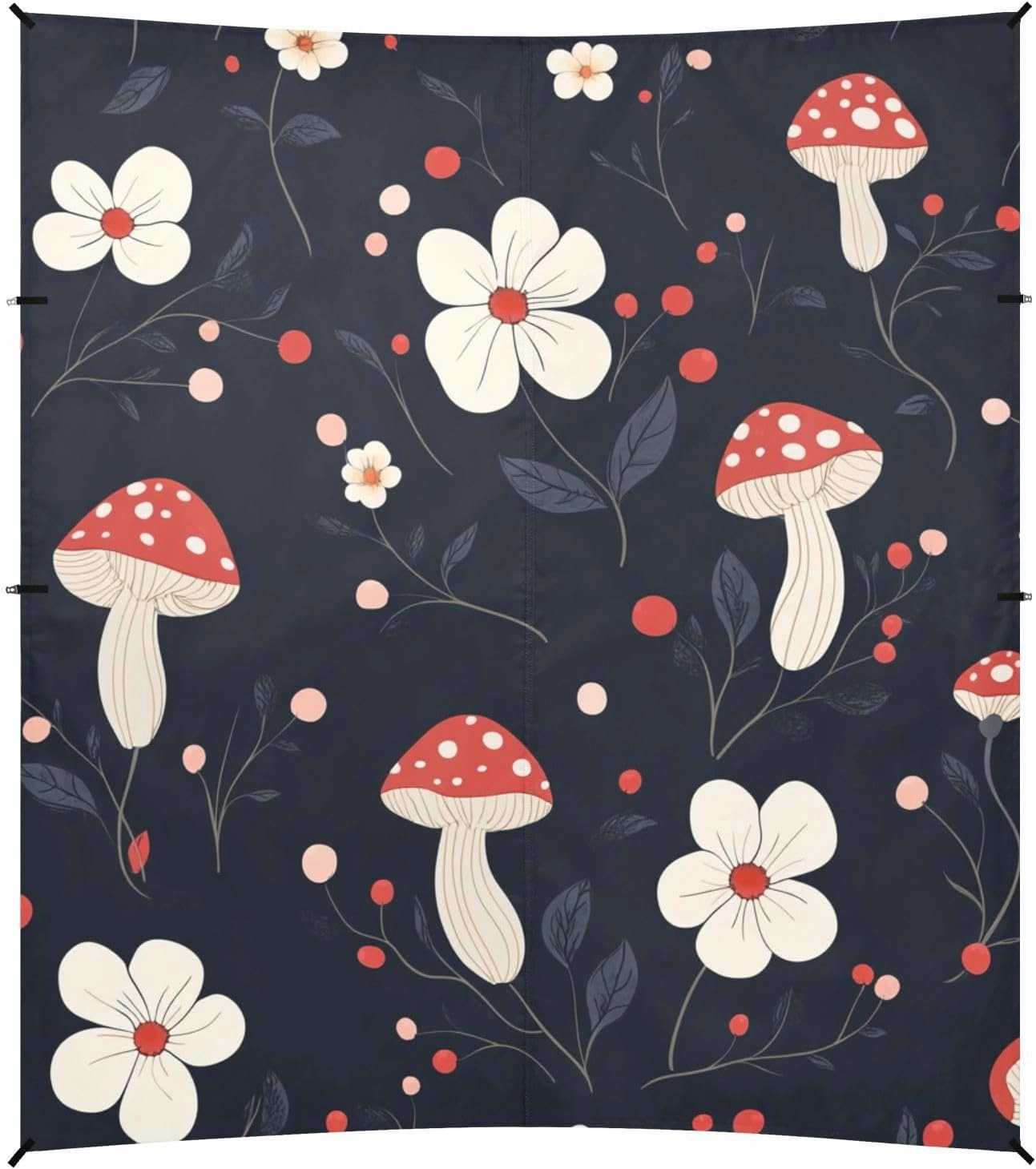 Dark Flower Mushroom Beach Cabana UPF50  Lightweight Sun Shade with Sturdy Poles, Sandbags and Shovel for Family Trips, Picnics & Camping