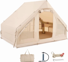 Dartmoor Inflatable Camping Tent, 4-6 Person Air Glamping Tent with Pump
